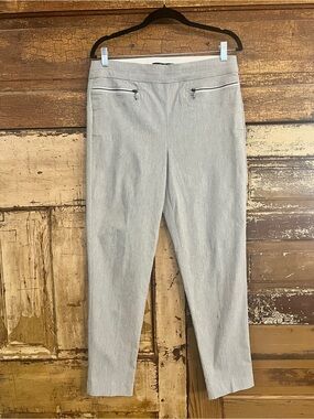 Leighton Light Gray Slim Ankle Pants | Business Casual Career Trousers | Size L